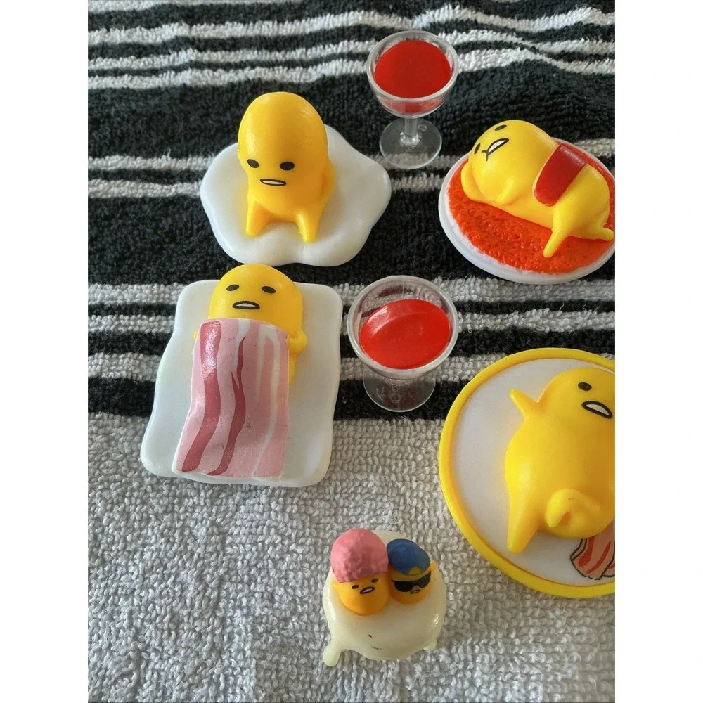 Lot Of Sanrio Gudetama Mini Figs Food Series Gashapon Egg Toast Bacon Rice + Cup